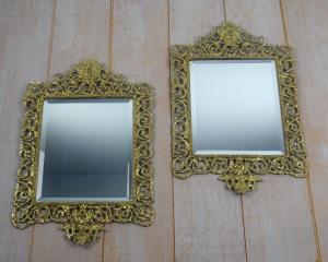 Pair of Victorian brass wall mirrors (6).JPG